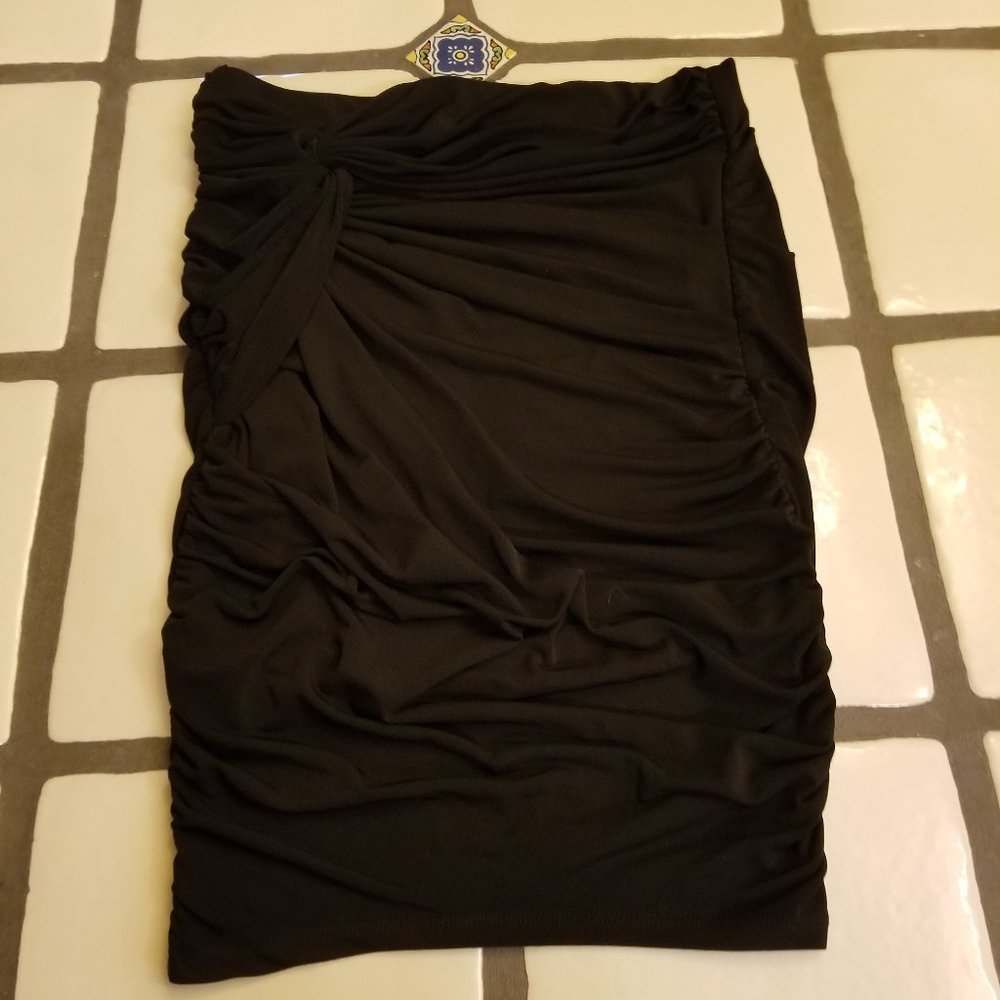 Moda International Victoria's Secret Black Ruched Waterfall Skirt